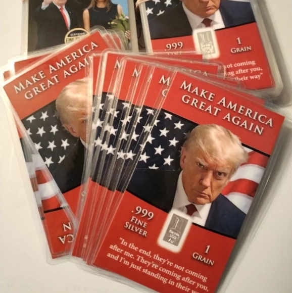 SALE 25pc Donald J Trump MAGA MUGSHOT .999 1 Grain Silver Bar Collector Cards - Picture 1 of 4